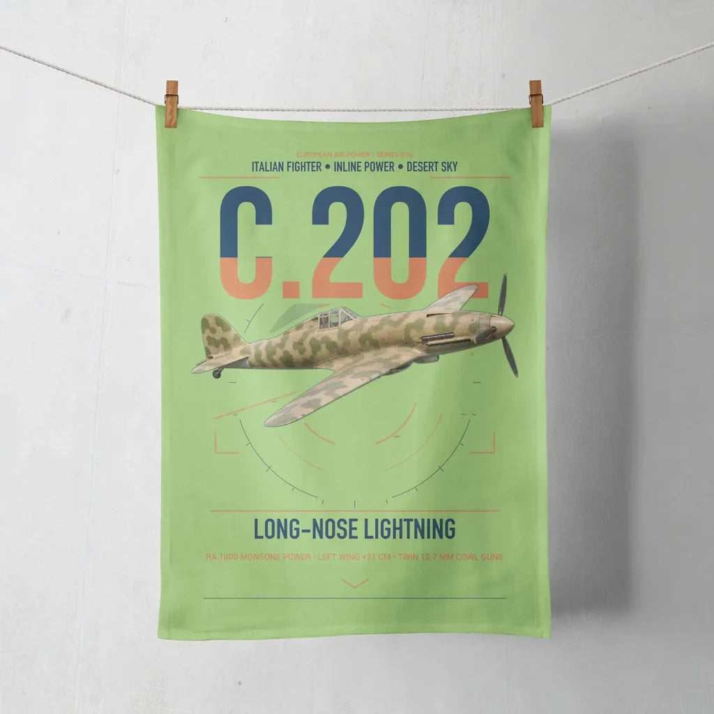 Macchi C.202 Folgore design on light green towel