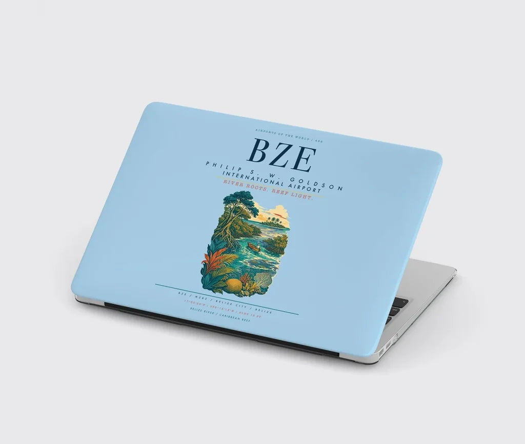 Philip S. W. Goldson International Airport (BZE) design on light blue MacBook case