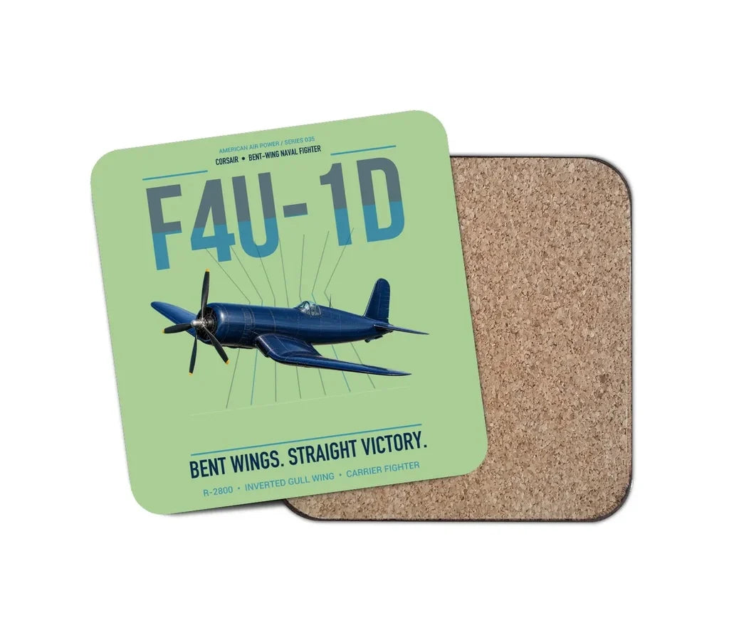 F4U-1D Corsair design on light green 1 piece coaster