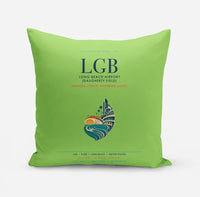 Thumbnail for Long Beach Airport (Daugherty Field) (LGB) design on light green pillow