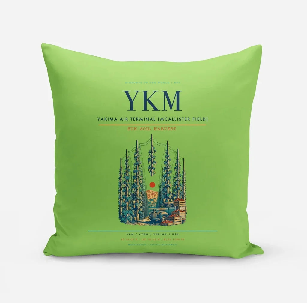 Yakima Air Terminal (McAllister Field) (YKM) design on light green pillow