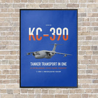 Thumbnail for Embraer KC-390 Millennium vertical canvas print - framed - blue background