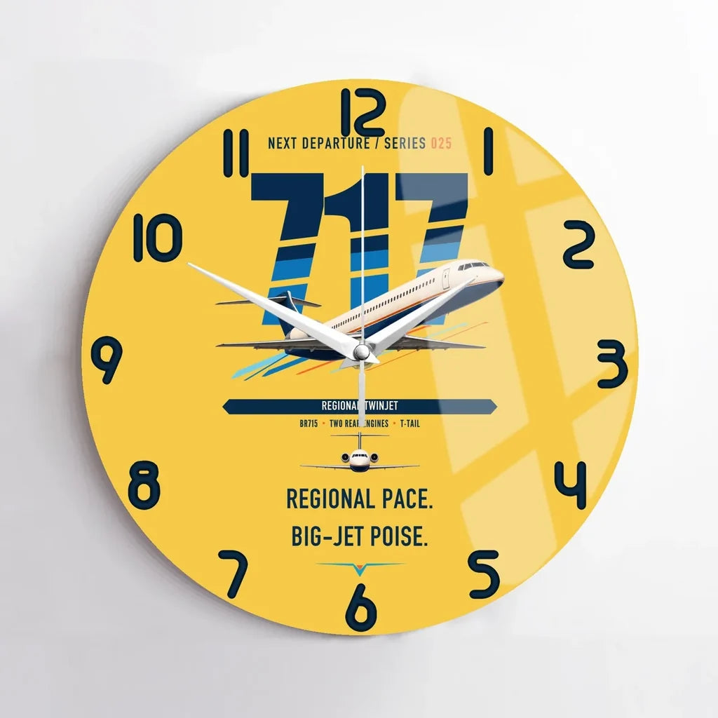 Boeing 717-200 design on yellow no frame wall clock