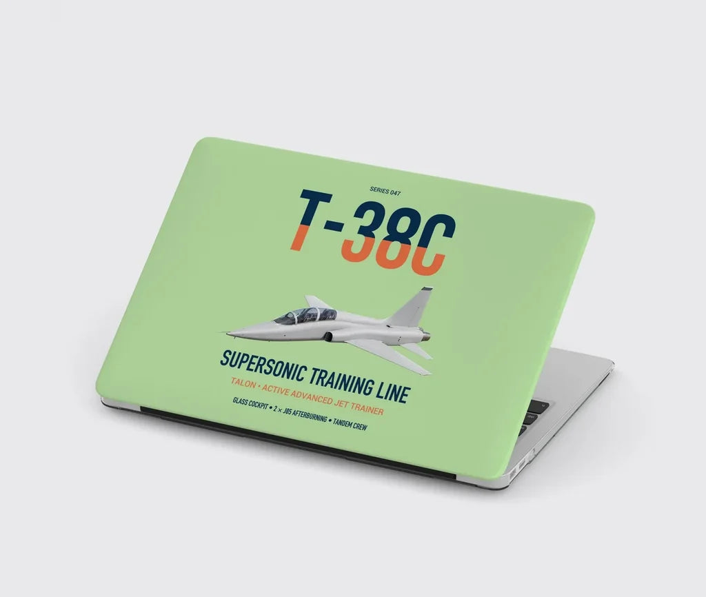 T-38C Talon design on light green MacBook case
