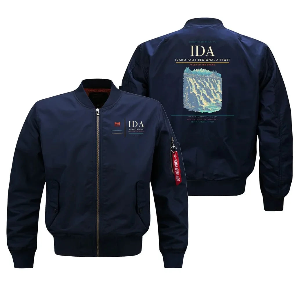 Idaho Falls Regional Airport (IDA) design on blue bomber jacket