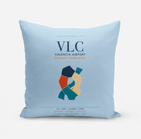 Thumbnail for Valencia Airport (VLC) design on light blue pillow