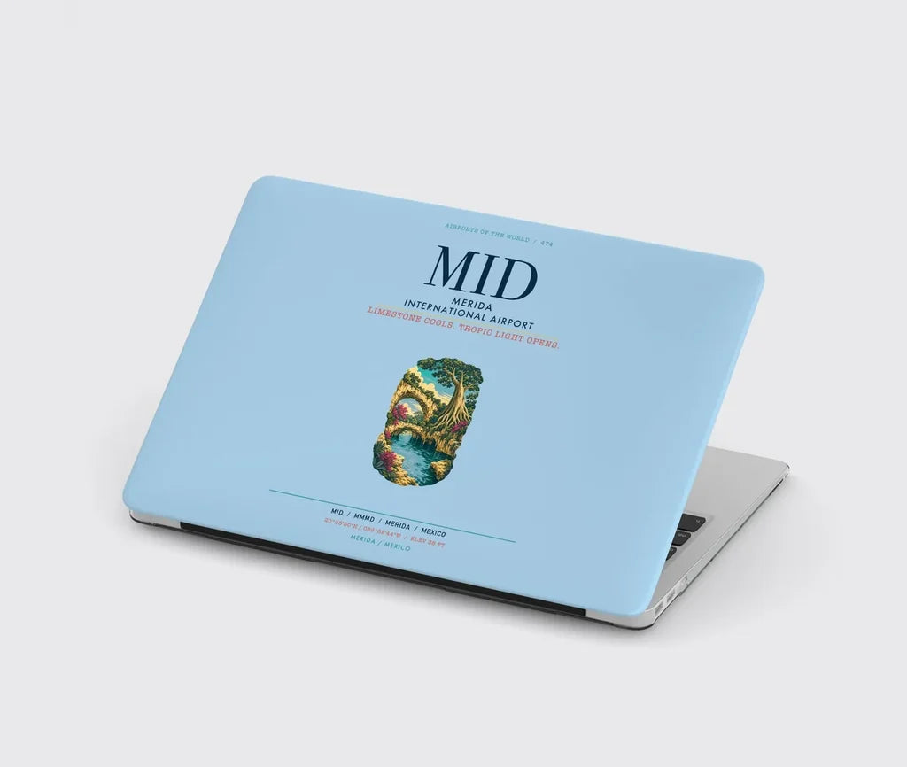 Merida International Airport (MID) design on light blue MacBook case