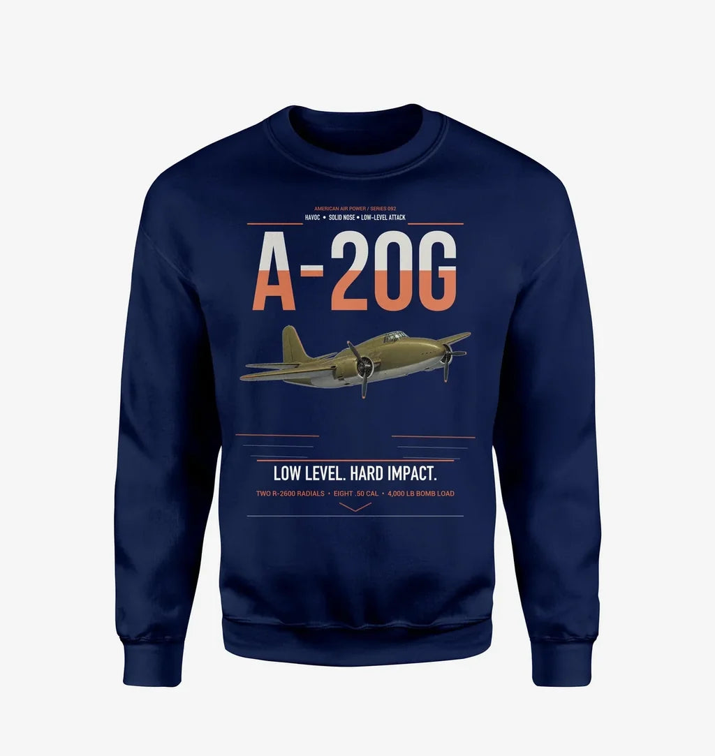 A-20G Havoc design on navy blue sweatshirt