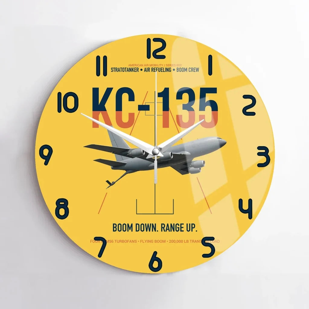KC-135 STRATOTANKER design on yellow no frame wall clock