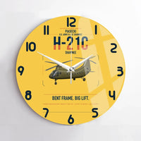 Thumbnail for Piasecki H-21C Shawnee design on yellow no frame wall clock