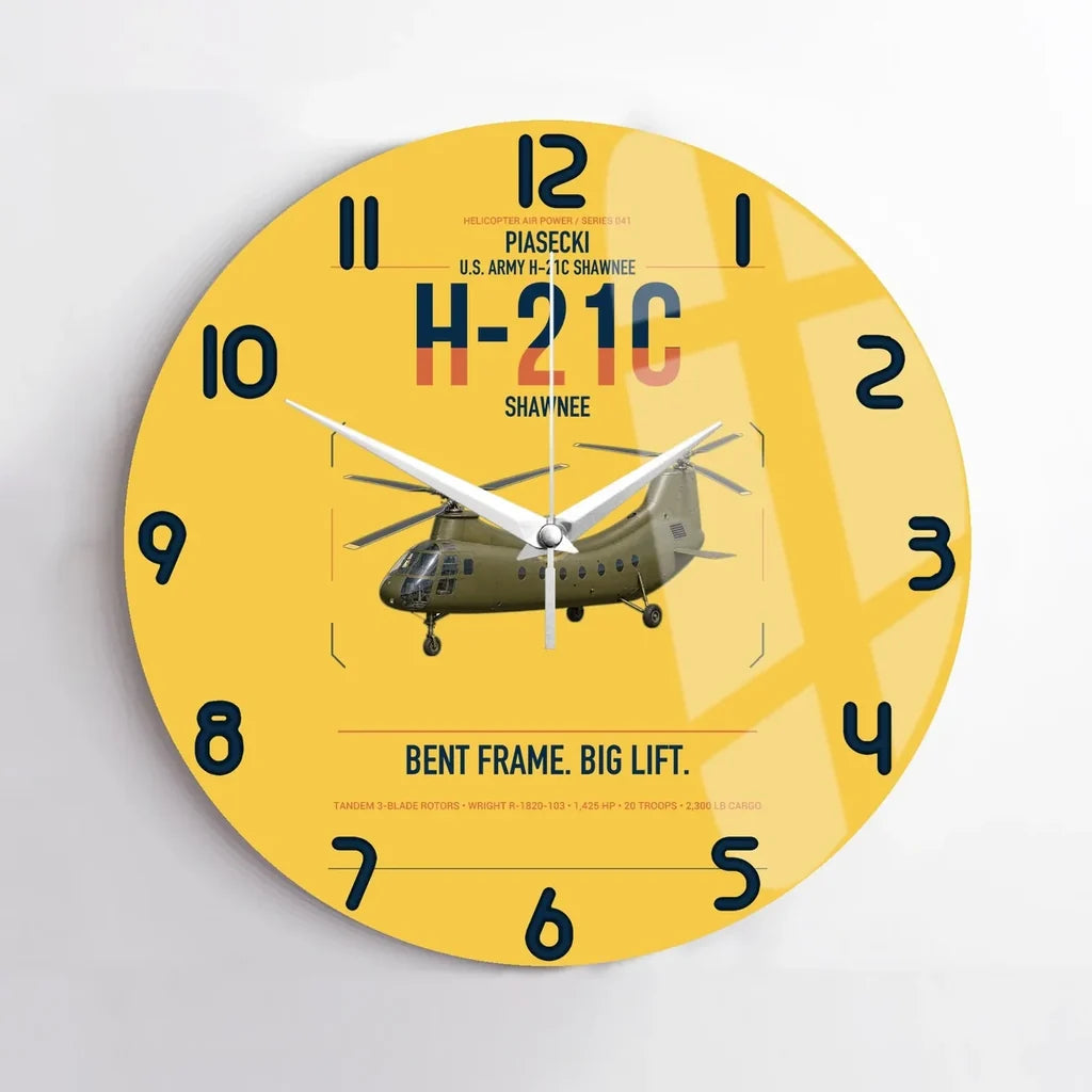 Piasecki H-21C Shawnee design on yellow no frame wall clock