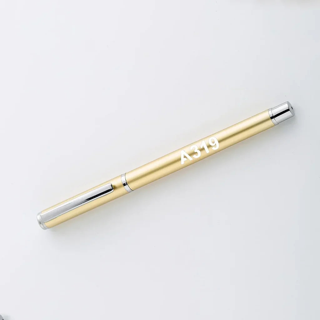 Airbus A319 Flat Text ballpen - gold