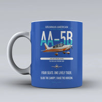 Thumbnail for Grumman American AA-5B Tiger design on blue ceramic mug, double-side print