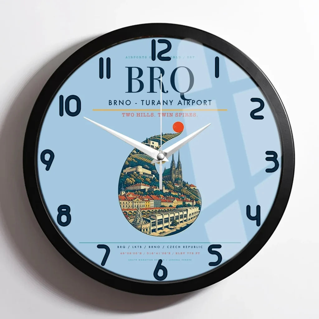 Brno - Turany Airport BRQ Wall-Clock Framed - Light Blue