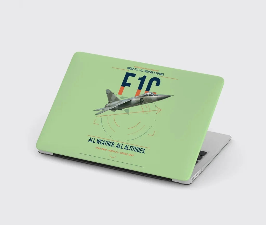 Dassault Mirage F1C design on light green MacBook case