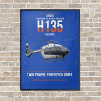 Thumbnail for Airbus H135 vertical canvas print - framed - blue background