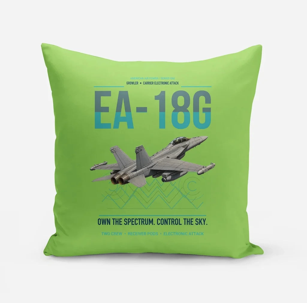 EA-18G Growler design on light green pillow