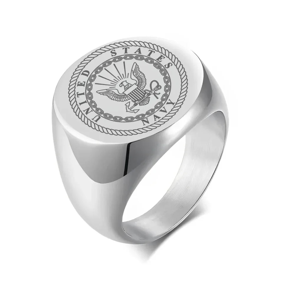 Customisable NAVY Design 20MM Stainless Steel Ring - view 4