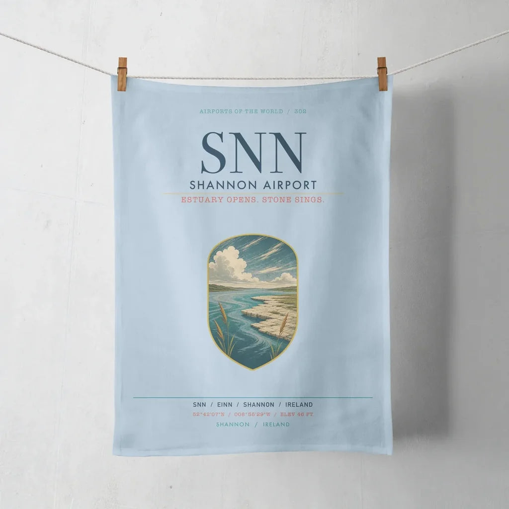 Shannon Airport (SNN) design on light blue towel