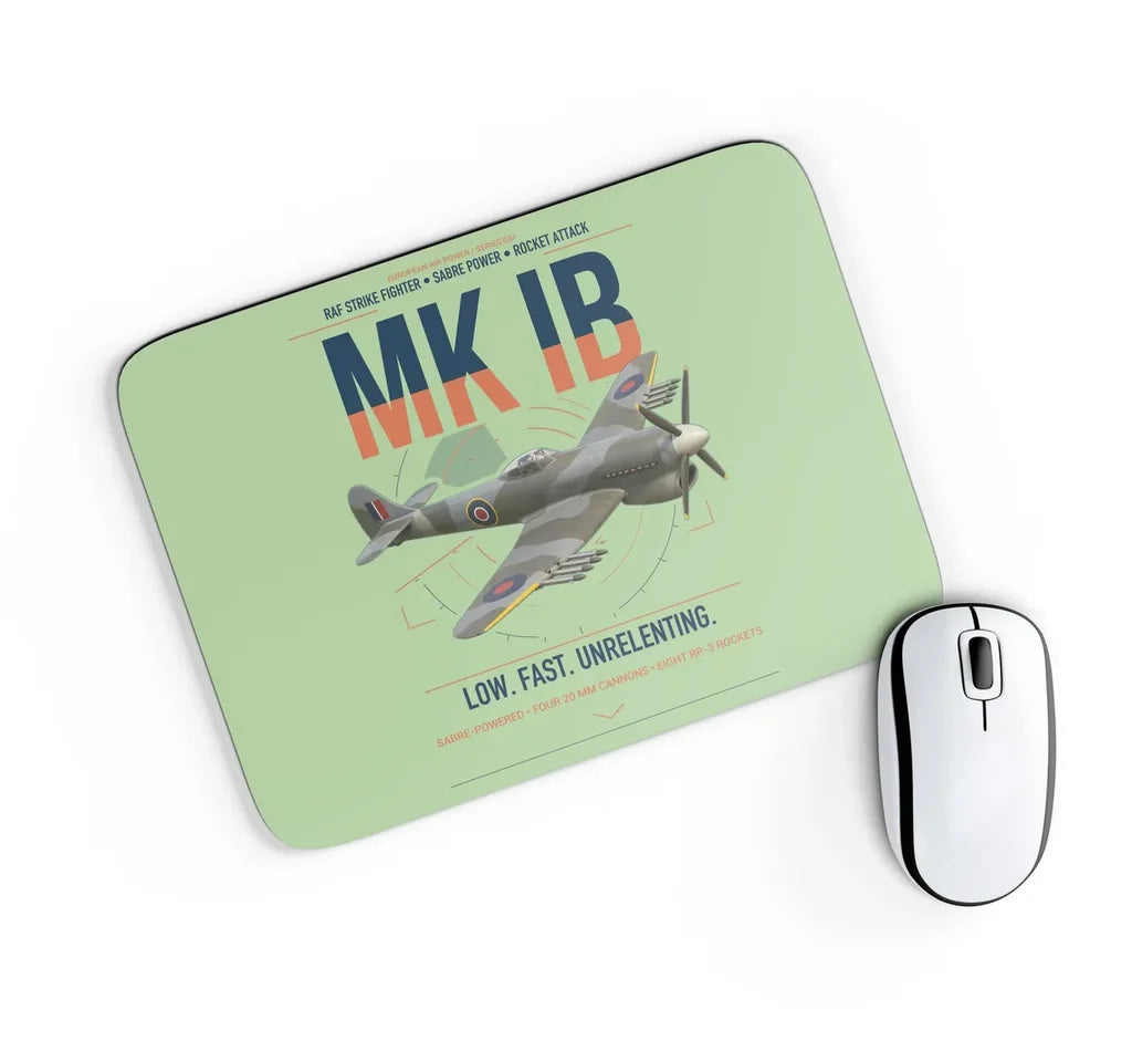 Hawker Typhoon Mk IB design on light green rectangle mouse pad