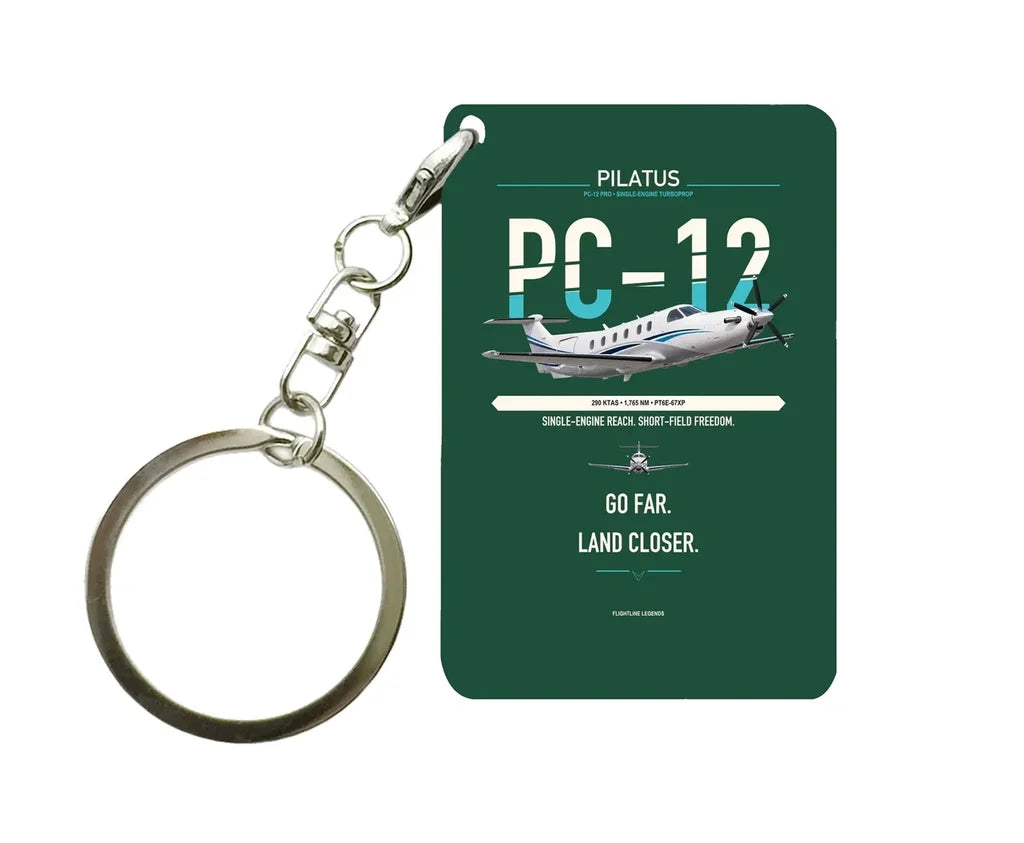PC-12 PRO Key Chain design on dark green key chain