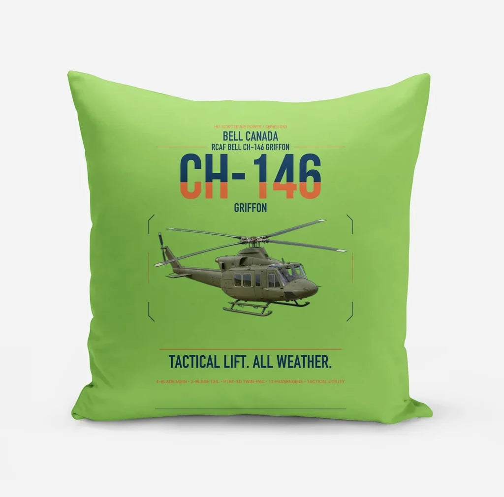 Bell Canada CH-146 Griffon design on light green pillow