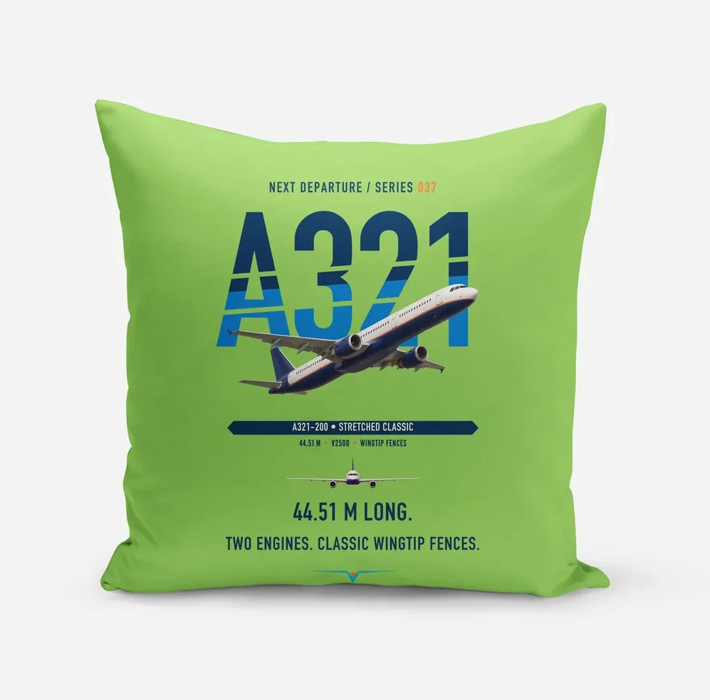 Airbus A321 design on light green pillow
