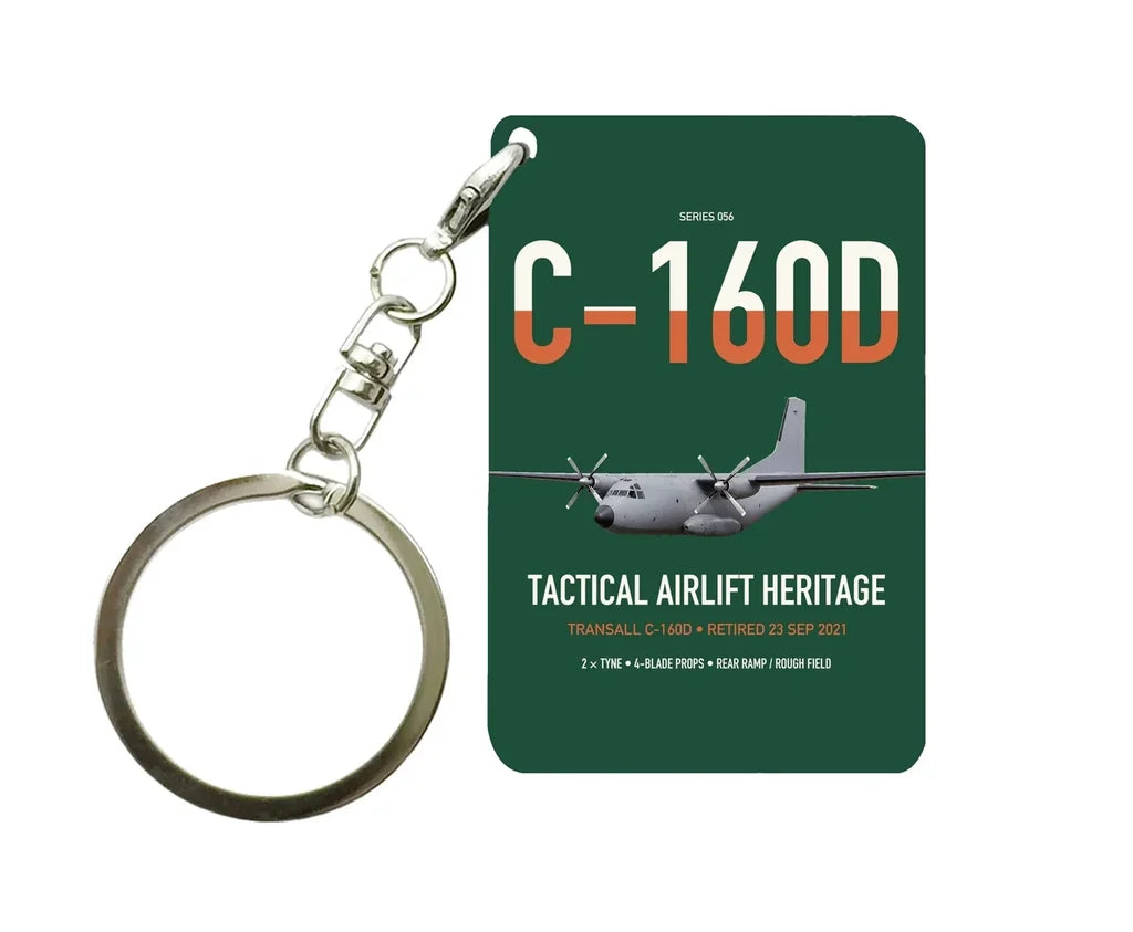 Transall C-160D design on dark green designed key chain, double-side print