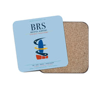 Thumbnail for Bristol Airport (BRS) design on light blue 1 piece coaster