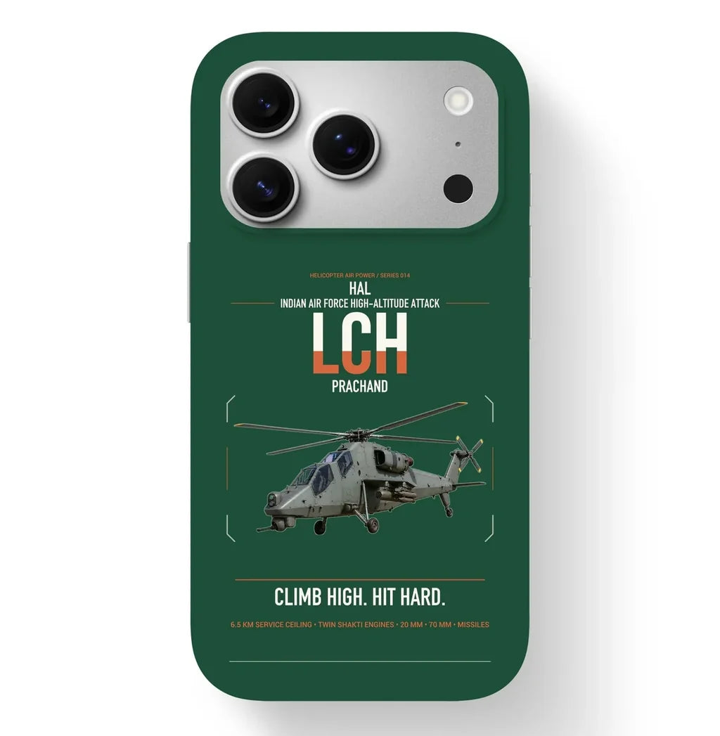 HAL LCH Prachand design on dark green magsafe iphone case, for iPhone 17 Pro