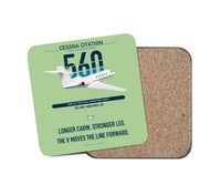 Thumbnail for Cessna Citation 560 - Citation V design on light green 1 piece coaster