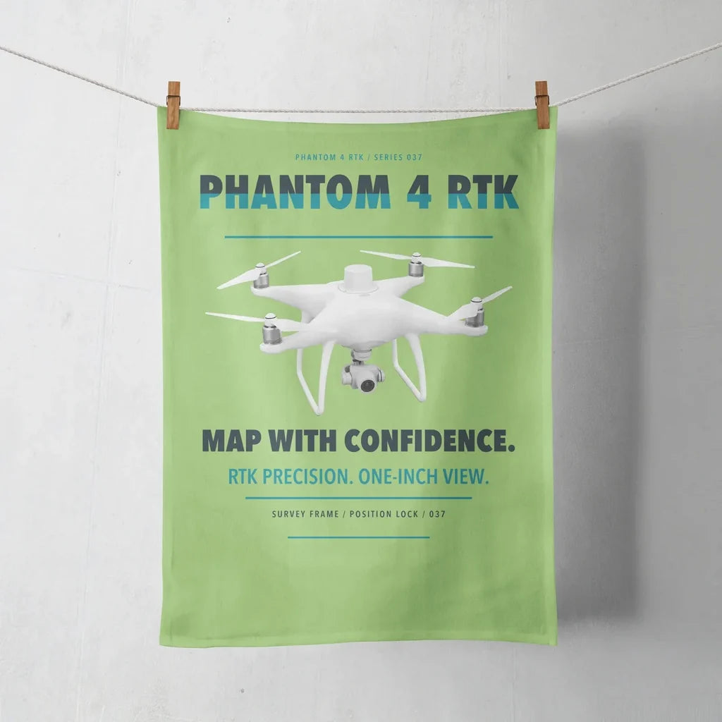 DJI Phantom 4 RTK design on light green towel