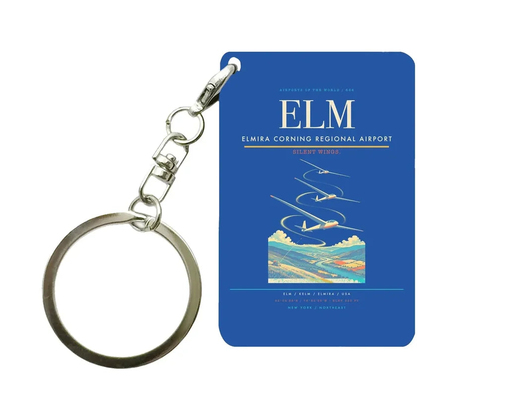 Elmira Corning Regional Airport (ELM) design on blue key chain
