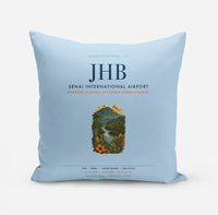 Thumbnail for Senai International Airport Johor Bahru (JHB) design on light blue pillow