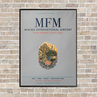 Thumbnail for Macau International Airport MFM vertical canvas print - framed - light gray background