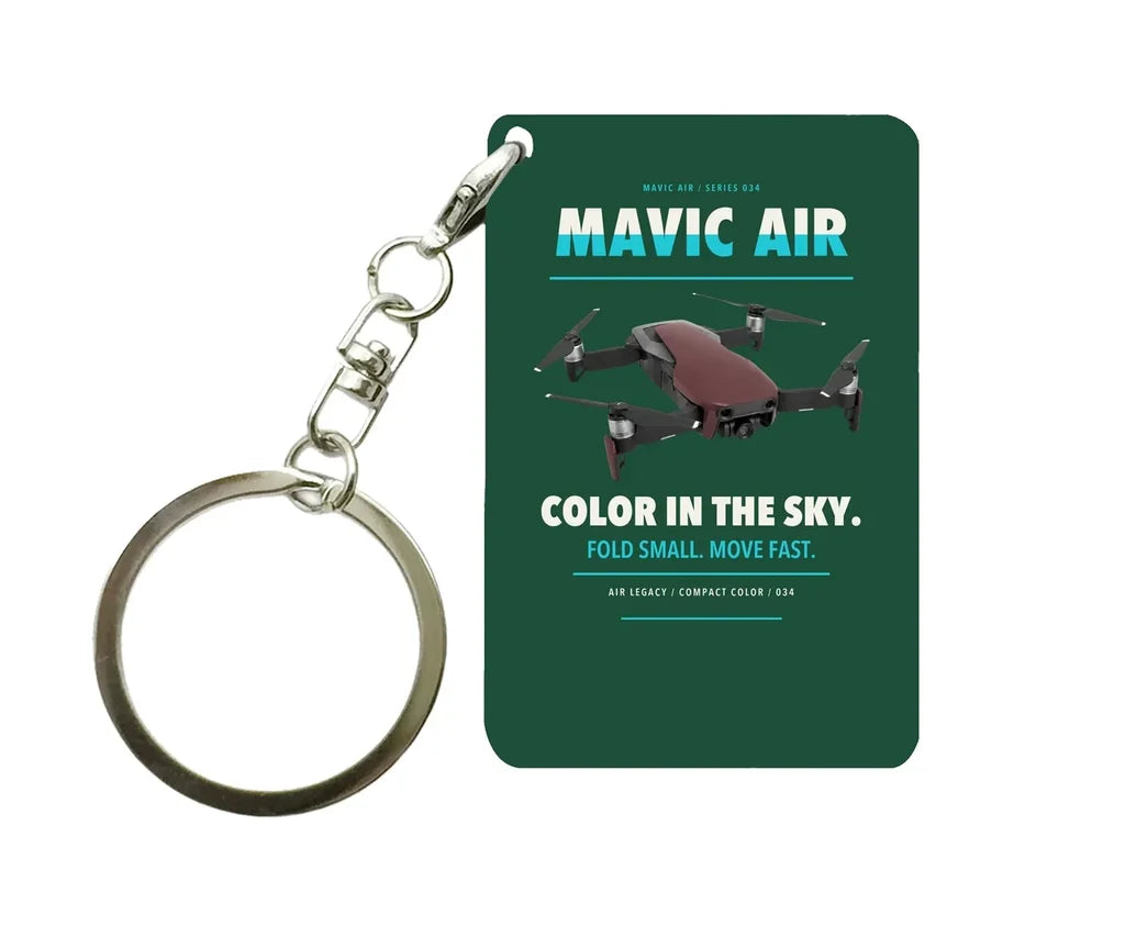 DJI Mavic Air Key Chain design on dark green key chain
