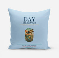 Thumbnail for James M. Cox Dayton International Airport (DAY) design on light blue pillow
