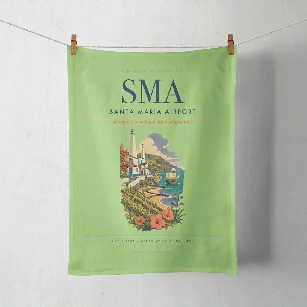 Santa Maria Airport (SMA) design on light green towel