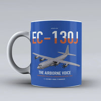 Thumbnail for EC-130J Commando Solo III design on blue ceramic mug, double-side print