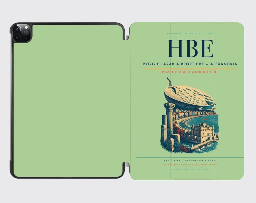 Borg El Arab Airport (HBE) design on light green ipad tablet case