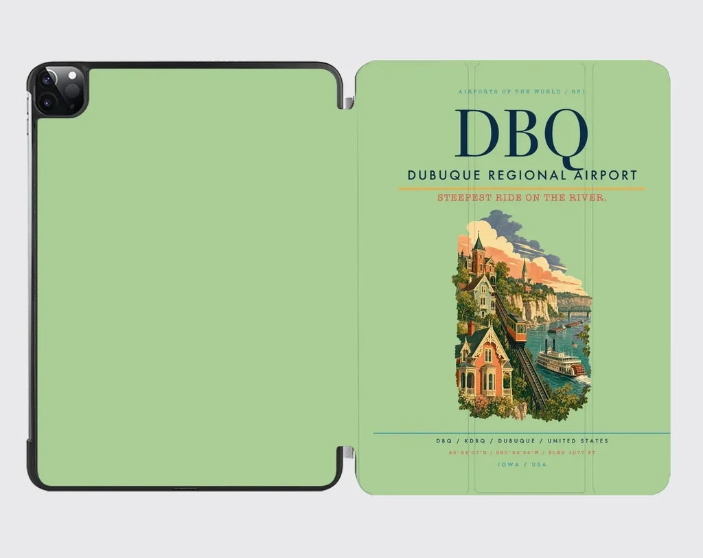 Dubuque Regional Airport (DBQ) design on light green ipad tablet case