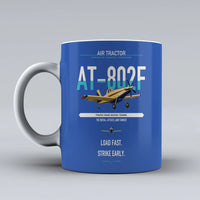Thumbnail for Air Tractor AT-802F design on blue ceramic mug, double-side print