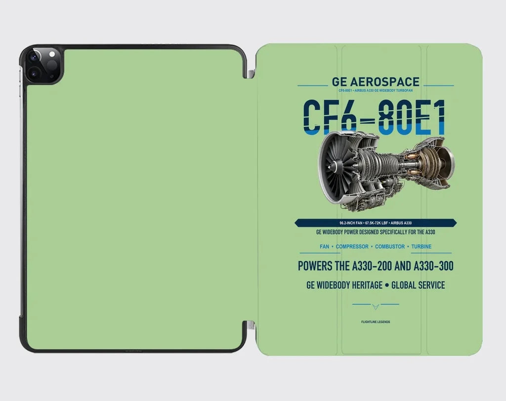 CF6-80E1 design on light green ipad tablet case