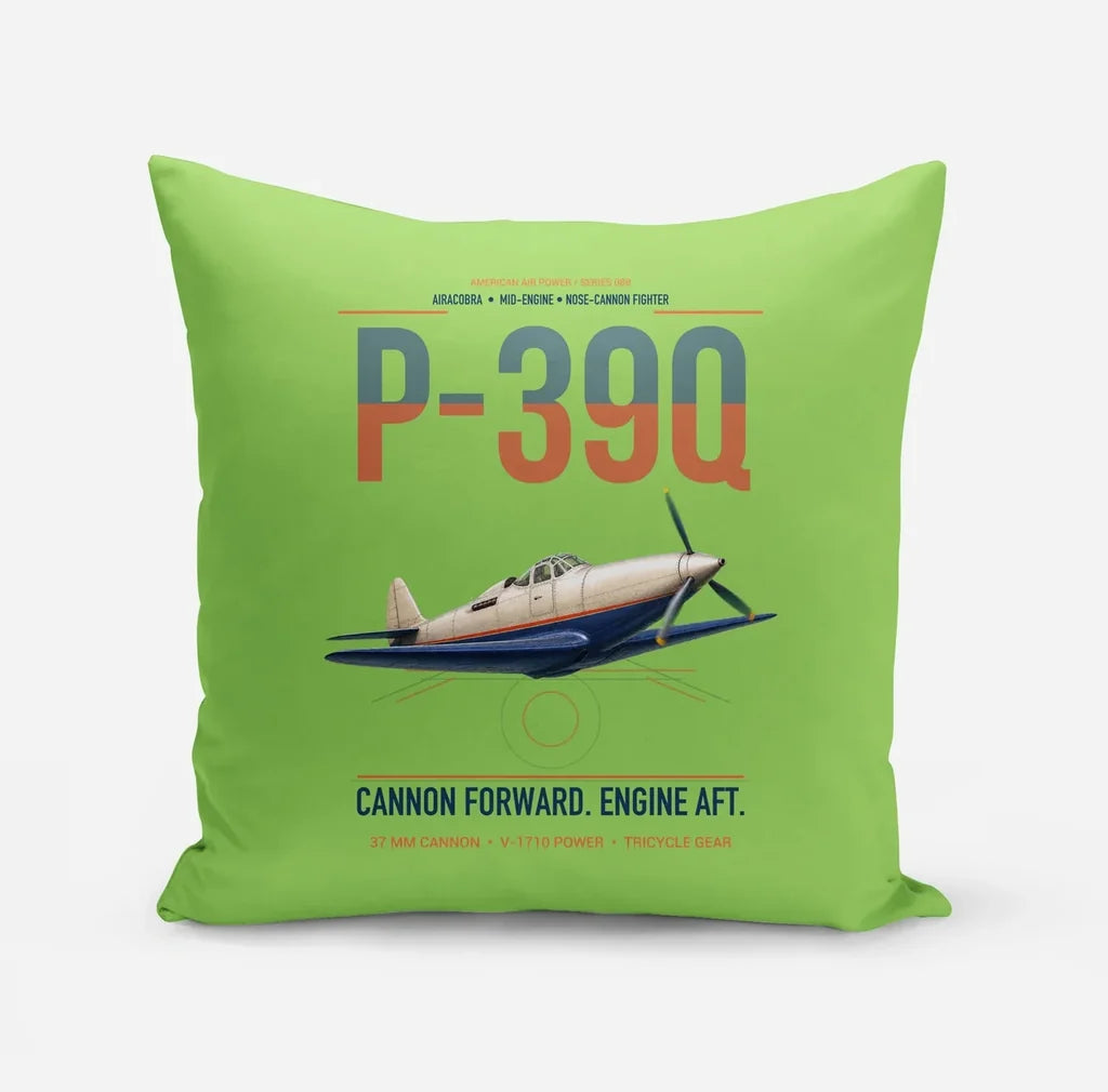 P-39Q Airacobra design on light green pillow