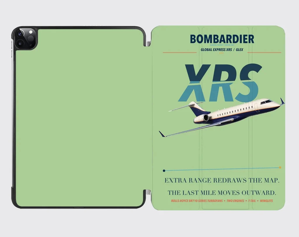 Bombardier Global Express XRS design on light green ipad tablet case