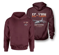 Thumbnail for EC-130H Compass Call design on dark red double-side hoodie, double-side print