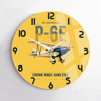 Thumbnail for Curtiss P-6E Hawk design on yellow no frame wall clock