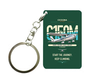 Thumbnail for Cessna 150M design on dark green designed key chain, double-side print