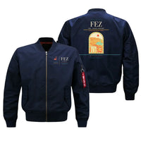Thumbnail for Fes (FEZ) design on blue bomber jacket