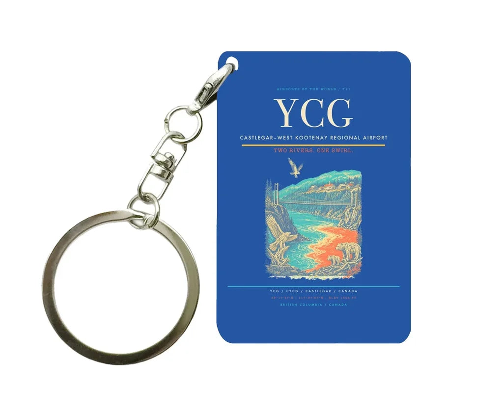 Castlegar–West Kootenay Regional Airport (YCG) design on blue key chain